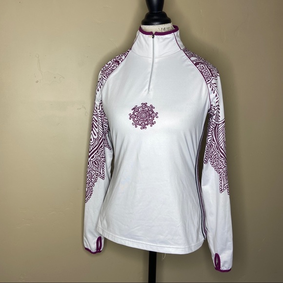 Athleta Tops - Athleta Med Run Free White Half Zip Pullover